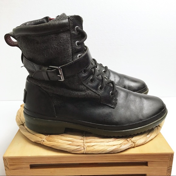 Ugg Kesey Waterproof Lace Up Boot Black 8.5 - Picture 2 of 12